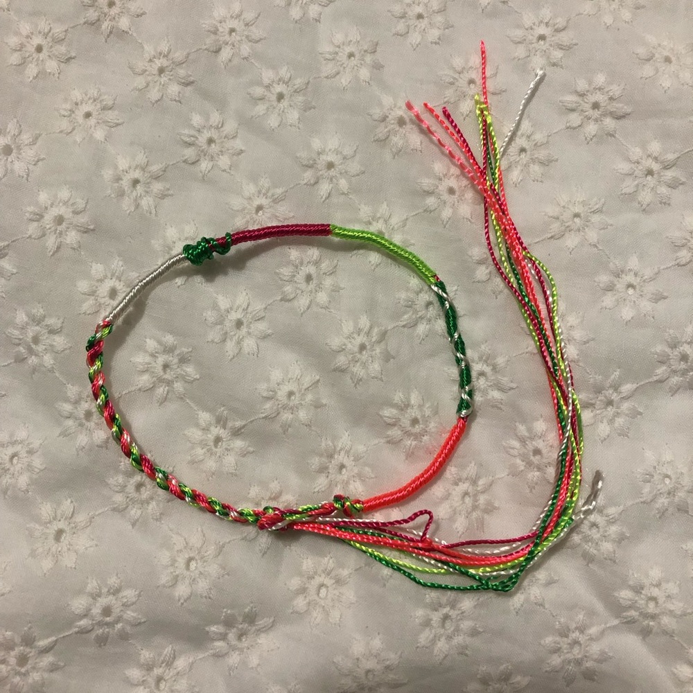 Silky friendship bracelet with tie closure
